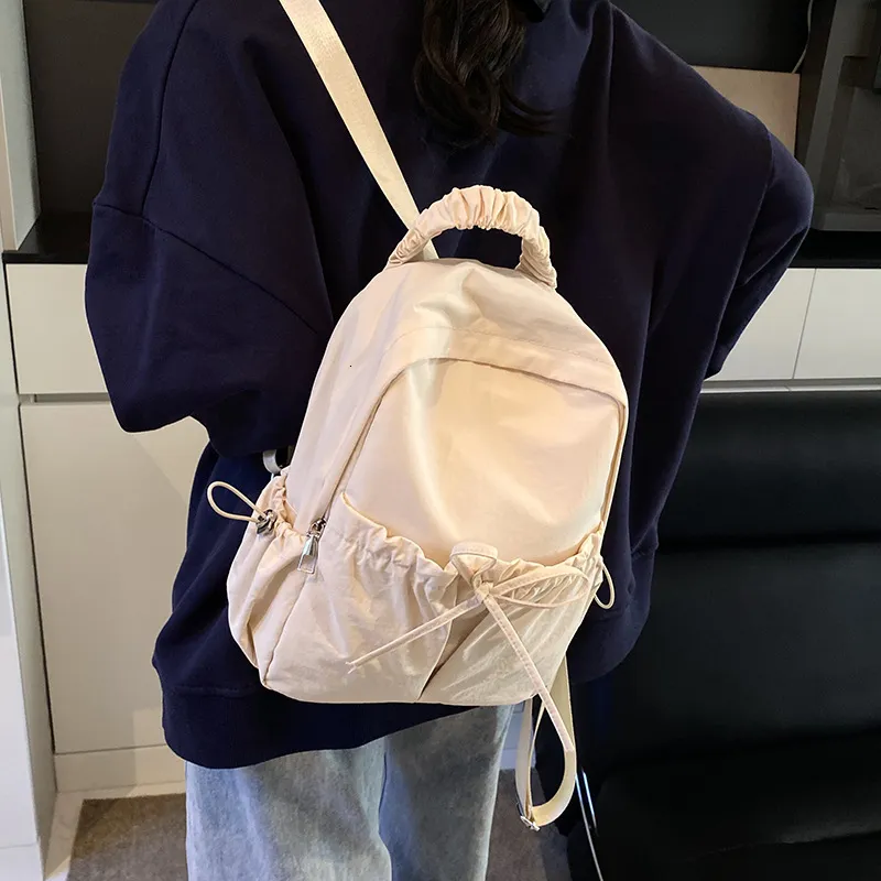 2025 Korean Style Backpack Sweet Ruched College Style Outdoor Backpack Casual Designer Free Delivery To Your Door Bag School bag