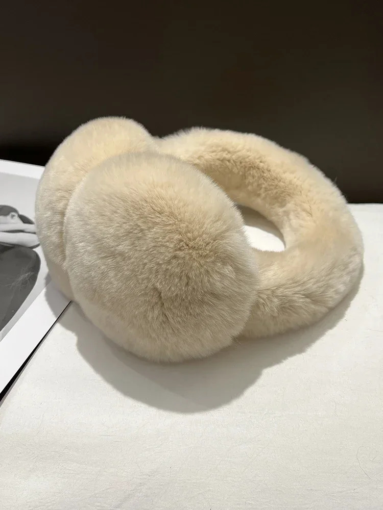 Real Rex Rabbit Fur Earmuffs for Women Winter Ear Warmers Soft Warm Furry Ear Muffs for Cold Weather 251029