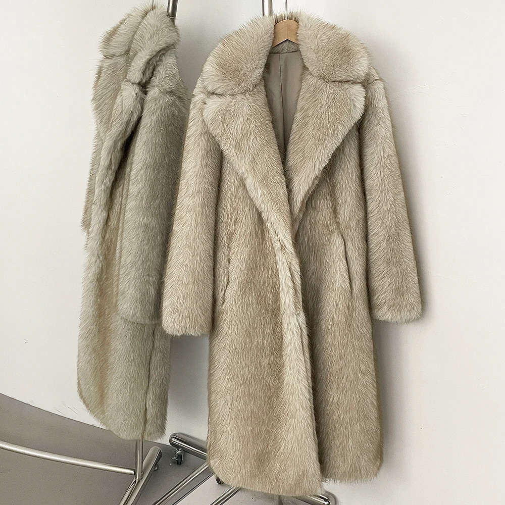 Factory Winter Clothes Women Long Warm Faux Fur Jacket Sleeve Artificial Fox Coat Female y Lady 251028
