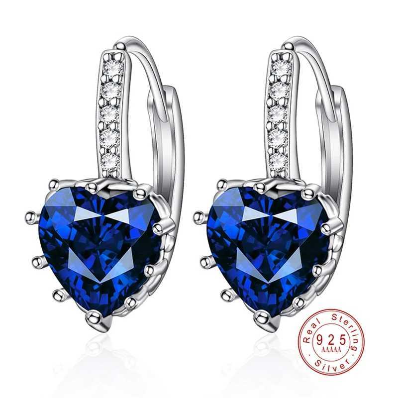 Luxury Colorful Heart Band Real Pure 925 Silver Needle Jewelry AAA Cubic Zirconia Crystal Earrings Fashion Women FavouritesW251029