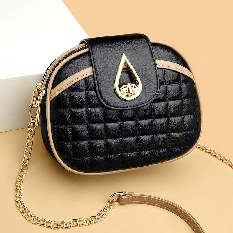 2025 New PicksHigh Quality Chain Small Round Versatile Shoulder Crossbody Plaid Texture Women's Bag shoulder bag