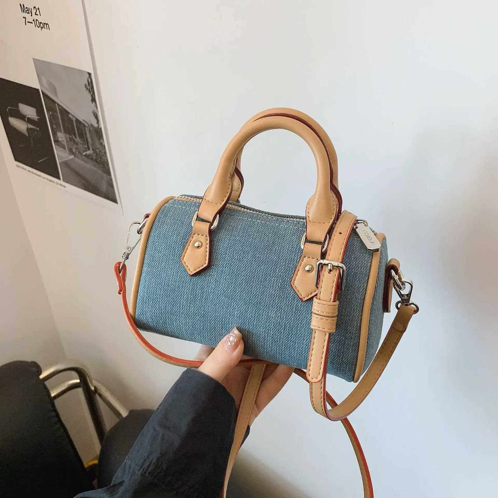 2025 Unique Colorblock Boston Pillow Bag for Women Versatile Shoulder Crossbody Purse Fashionable Handheld Tote Casual Chic W251029