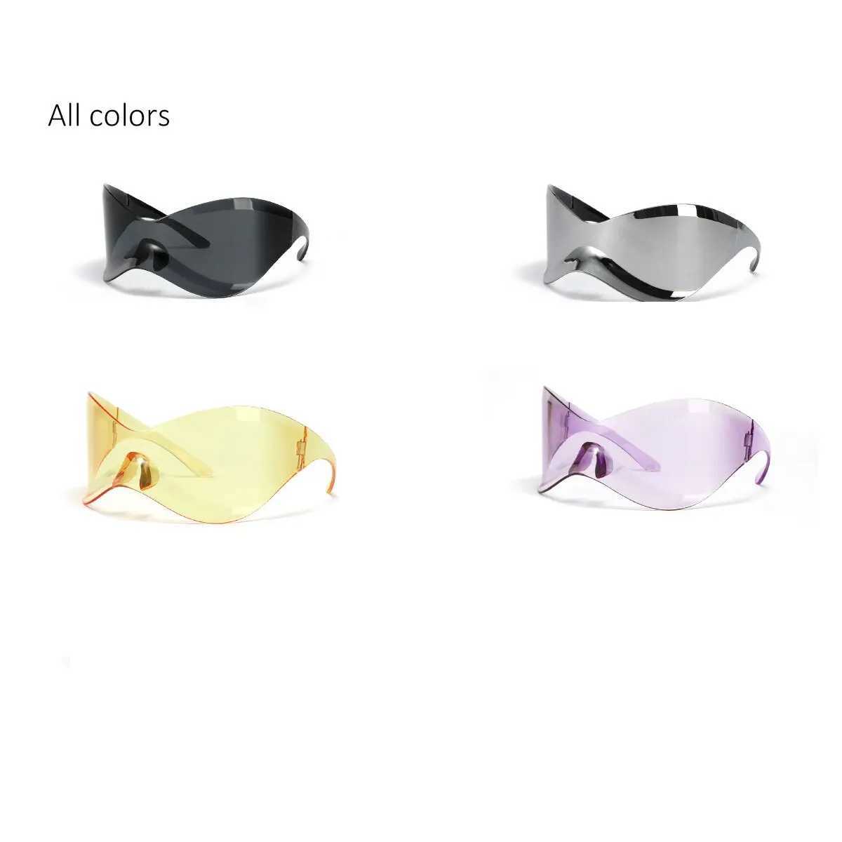 European And American Large Frame Sunglasses Y2K Millennium Frameless Cycling Sunglasses For MenW251029