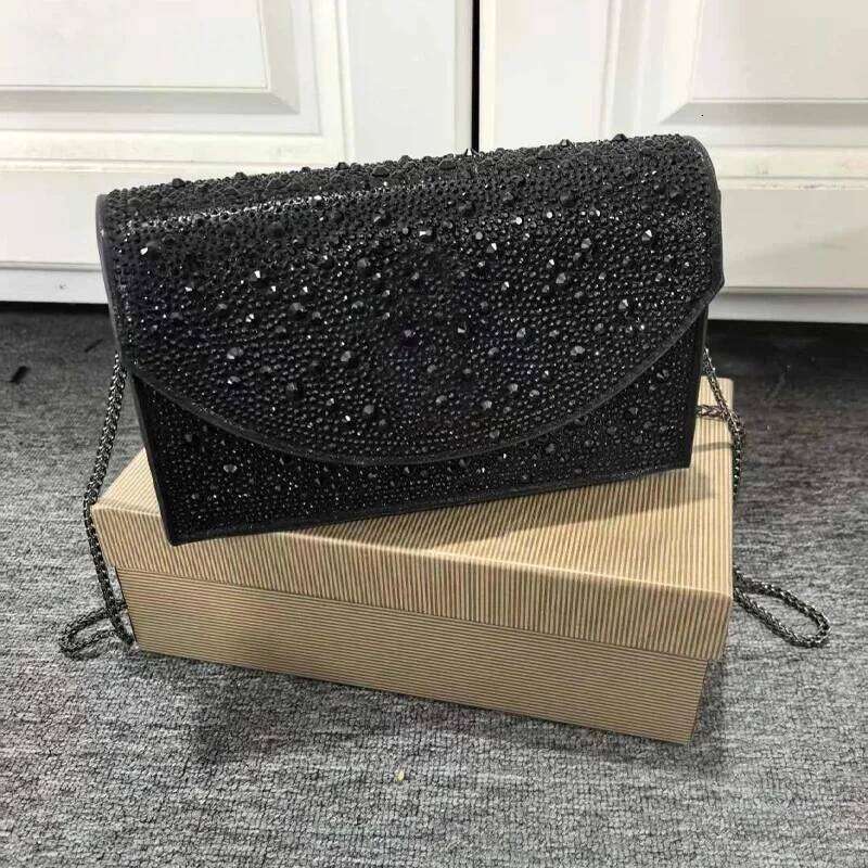 Women's Handheld Chain Evening Party Banquet Rhinestone Basic Casual Matte Rectangular Patent Leather Shoulder Bag Crossbody