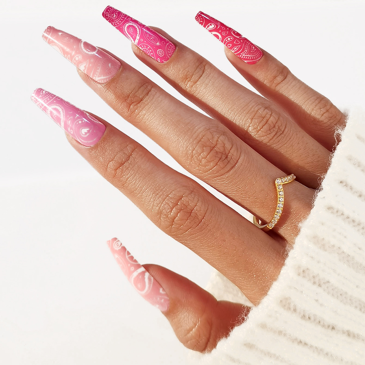 24pcs Long Coffin Shaped Nail Stickers with Sweet Pink White Floral Design - Perfect for Girls/Women Dated & Gifts Daily Wear Includes 1pc Jelly Gel A