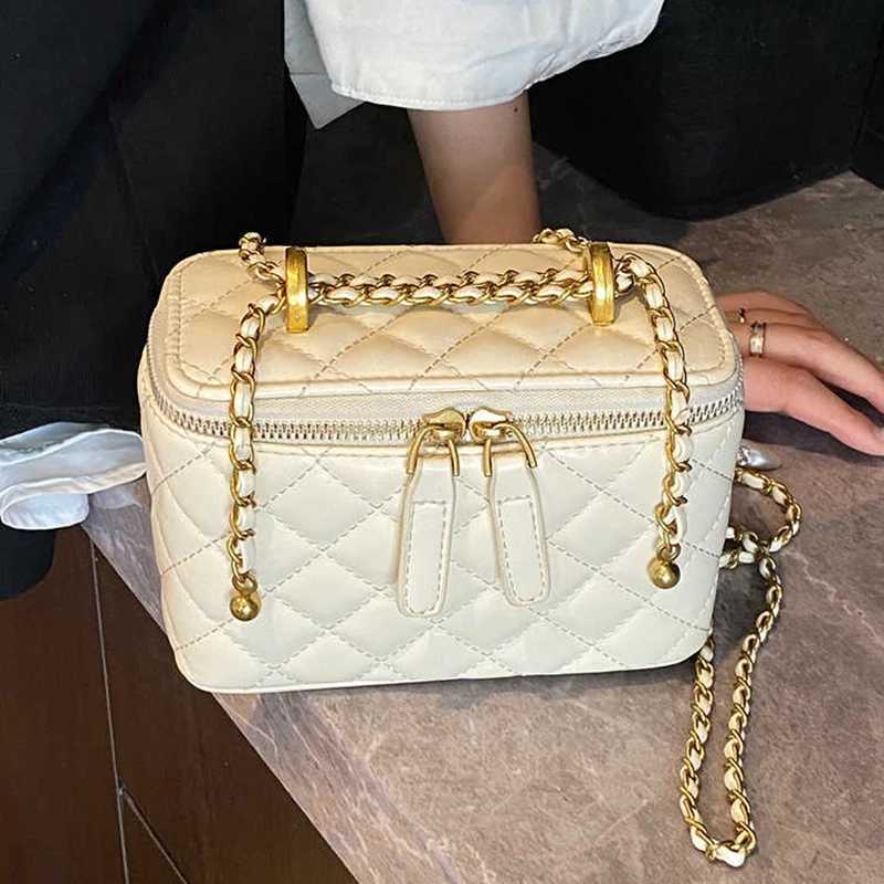 Highgrade Box Shape Crossbody Bags Women Korean Style Summer Versatile Double Zippers Chains Single Shoulder Bucket Bags W251029