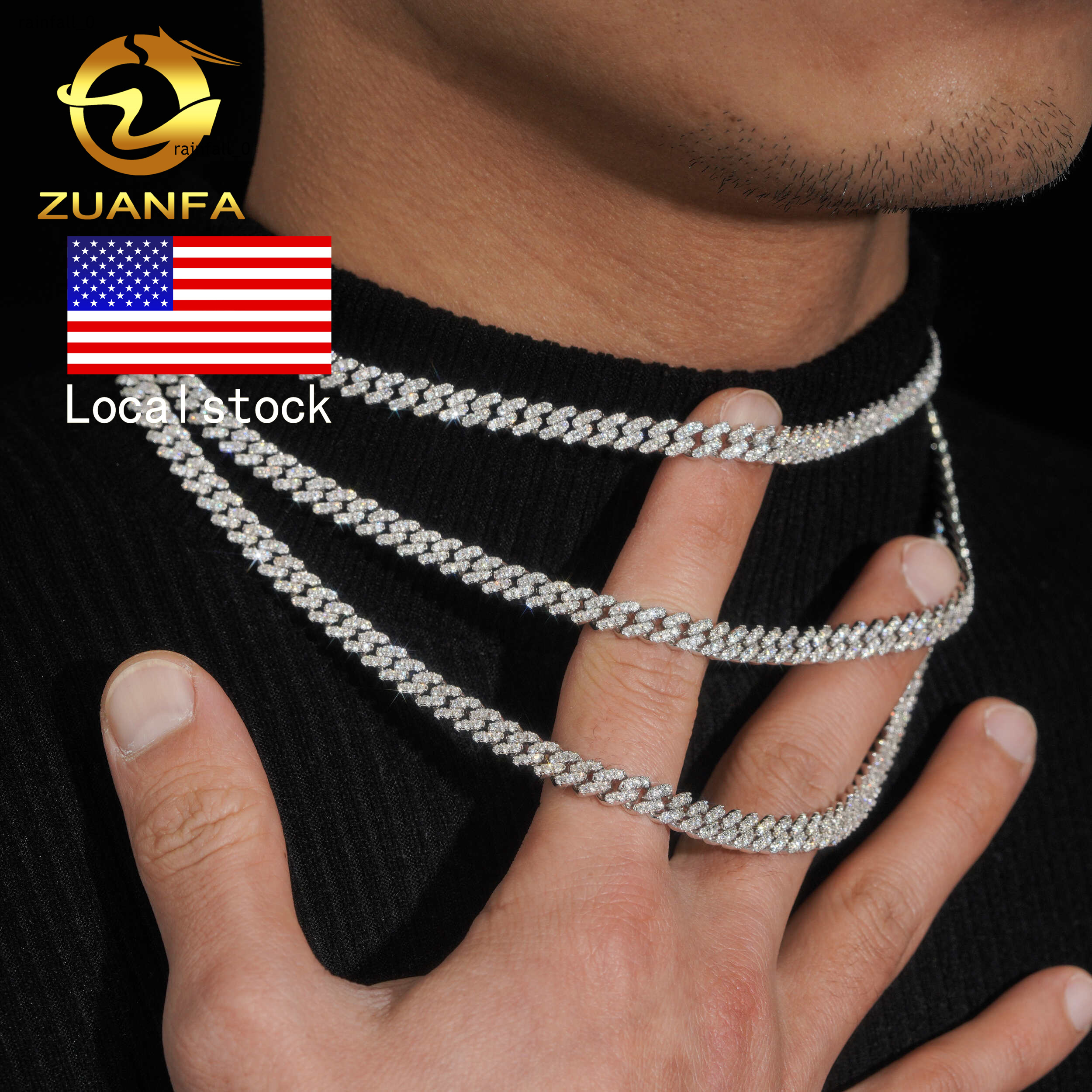 Hip Hop Jewelry 6MM Cuban Link Chain Moissanite 925 Silver Iced Out Cuban Link Bracelet USA Local Stock Pass Diamond Tester