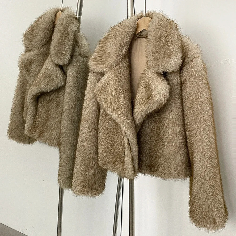 OFTBUY Faux Fur Jacket Women Fashion Vintage TurnDown Collar Coat Long Sleeve Ecofriendly Autumn Winter Streetwear 251028