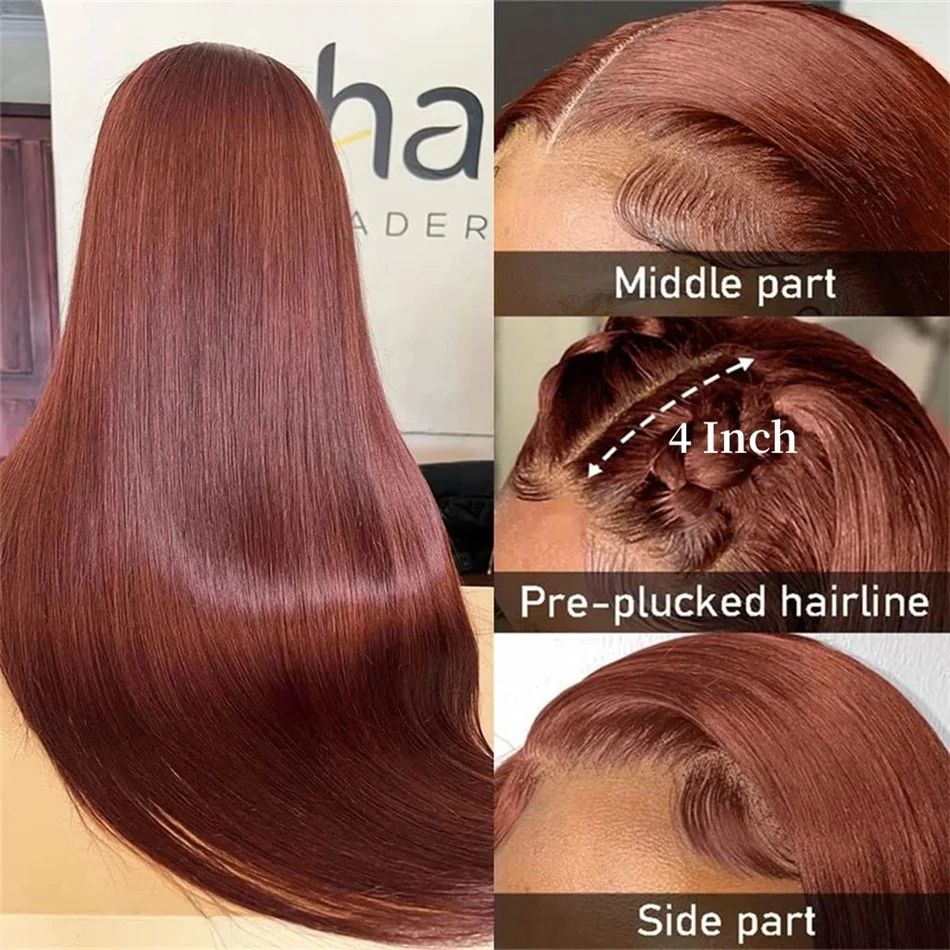Bone Straight, Deep Wave Patterned HD Lace Frontals for Full Head Coverage | Rich Burgundy Shade