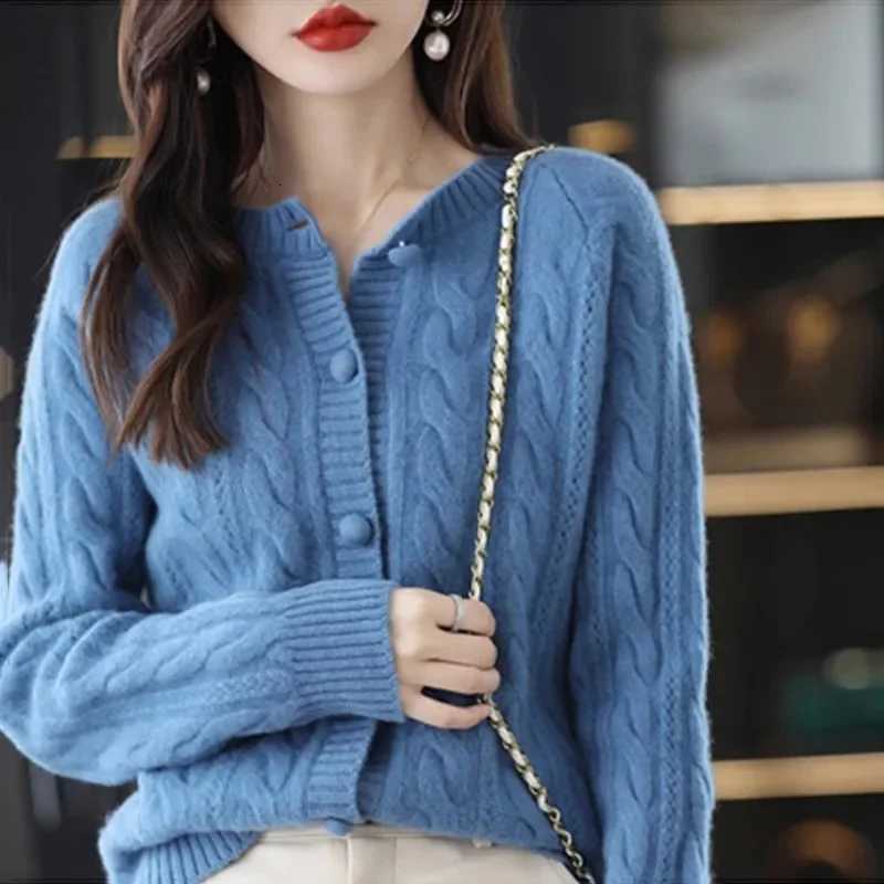 Cashmere Sweater For Women Autumn And Winter New Knitted Cardigan For Women Loose Fitting Woolen Sweater Lapel Jacket Camel XXXLT251028