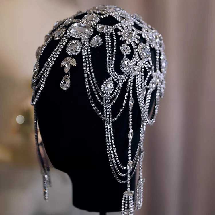 Star luxury personalized flash diamond exotic style silver bridal fringed headgear wedding studio followup accessoriesW251029