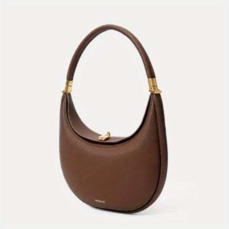 Medium Layered Crescent Elegant Golden-Tone Hardware Snap Closure, Light Multi Brown Brown 2025