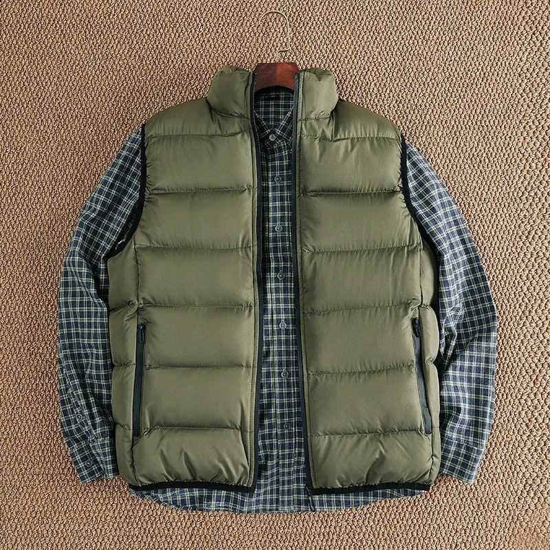 Down Padded Vest for Men Slim Fit Stand Collar Sleeveless Puffer Jackets Autumn Winter Casual Waistcoat Outwear Mens Warm Coat W251029