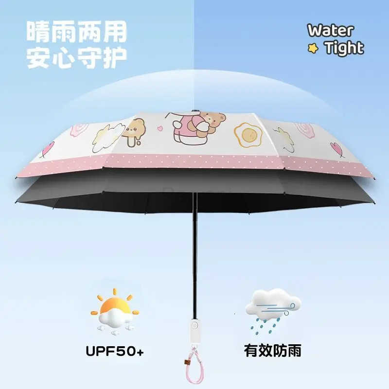 Sanrio Kawaii Hello Kitty Umbrella Cartoon Cute Fully Automatic Sun Protection Parasol Uv Protection Sun Umbrella Folding Girl L251029