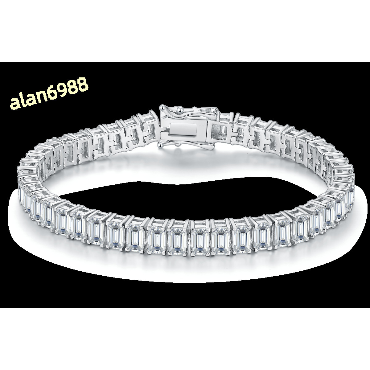 Custom Silver Bracelet Emerald Cut Moissanite Tennis Bracelet Nickelfree for Allergy Safety Jewelry Fine Pendants Charms