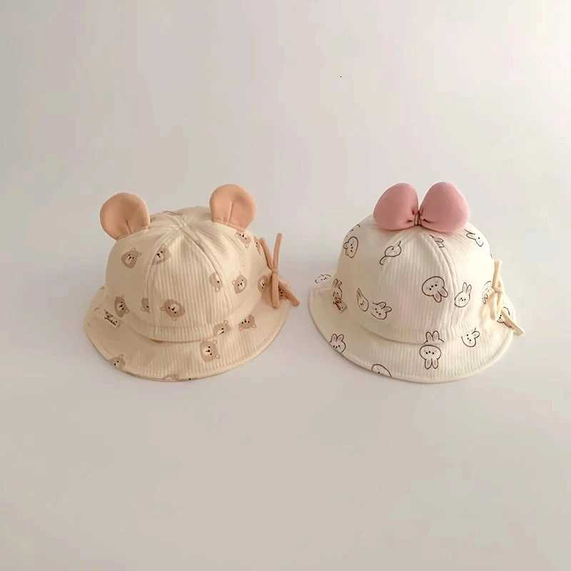 Print Bear Baby Drawstring Basin Hats Cute Cartoon Infant Wide Brim Fisherman Hat 620M Kids Sunshade Visors Cotton Bucket Cap251028