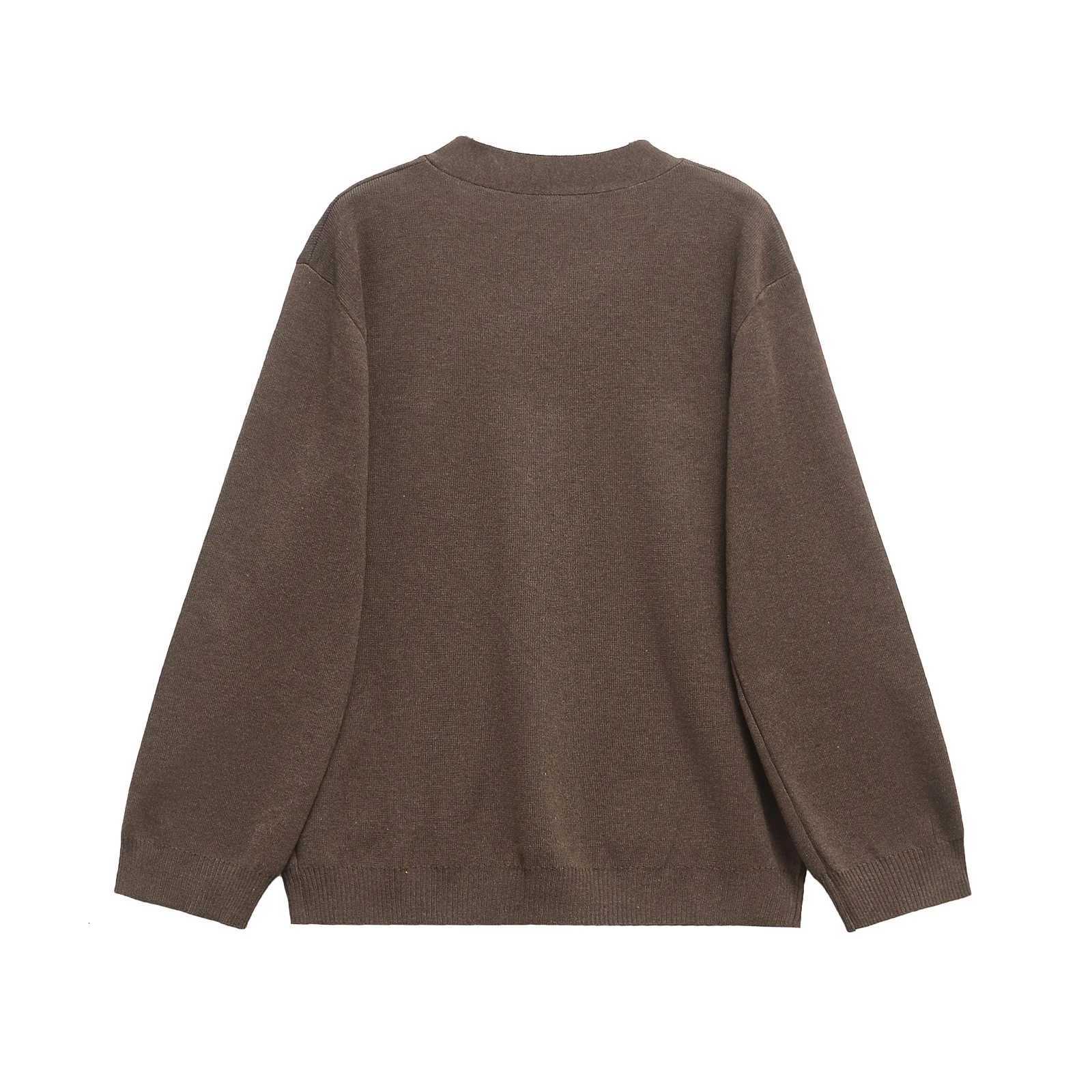 Women Casual Knit Cardigan VNeck Buttons Sweater Cardigan New 2025 Fashion Autumn Fall Simple Versatile Brown CardiganT251028