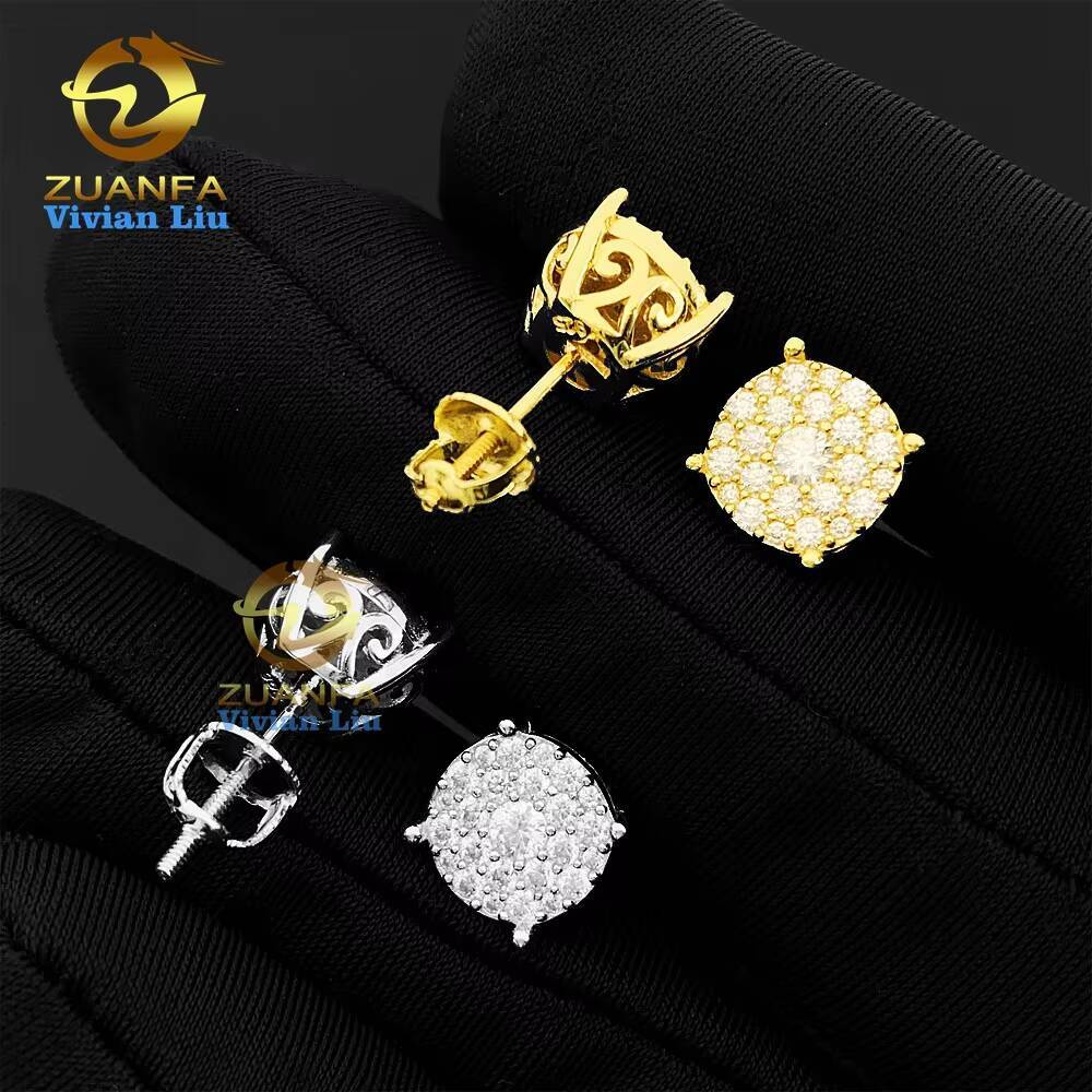 Pass Diamond Tester Vvs Moissanite 18k Gold Plated 925 Sterling Silver Shiny Jewelry High Quality Earrings for Women