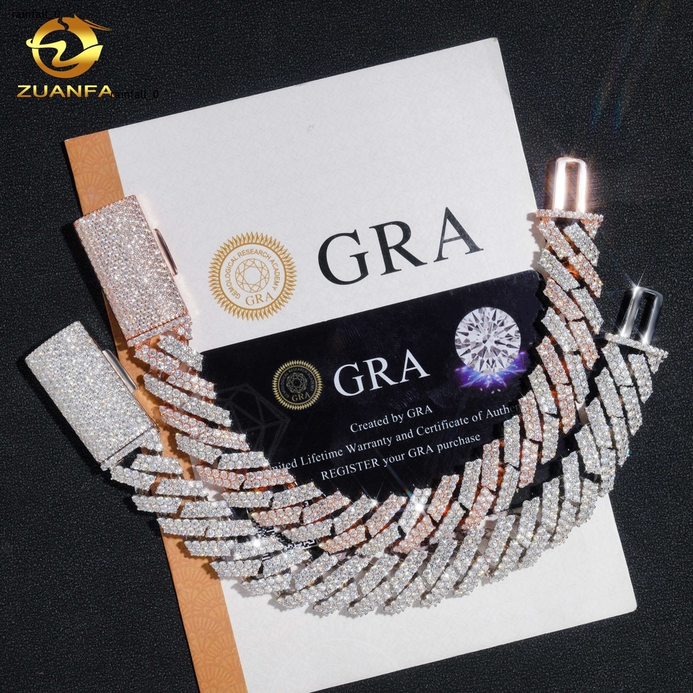 15mm Pass Diamond Tester 925 Sterling Silver VVS Moissanite Iced Out Moissanite Chain Cuban Link Custom Cuban Chain Necklace