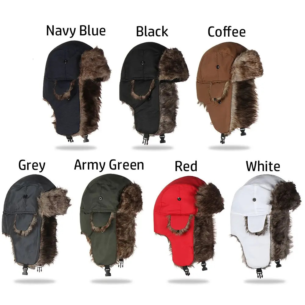 Warm Trapper Earflap Winter Cap Russian Ushanka Ski Hat Winter Hats 251029
