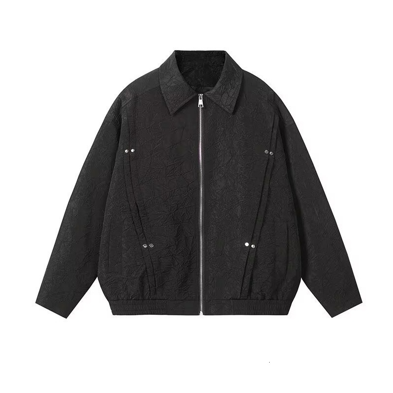 Men's Jacket Spring And Autumn New American High Street Design With Pleats And Designer Jacket Metal Decorations Loose Bomber Jacket