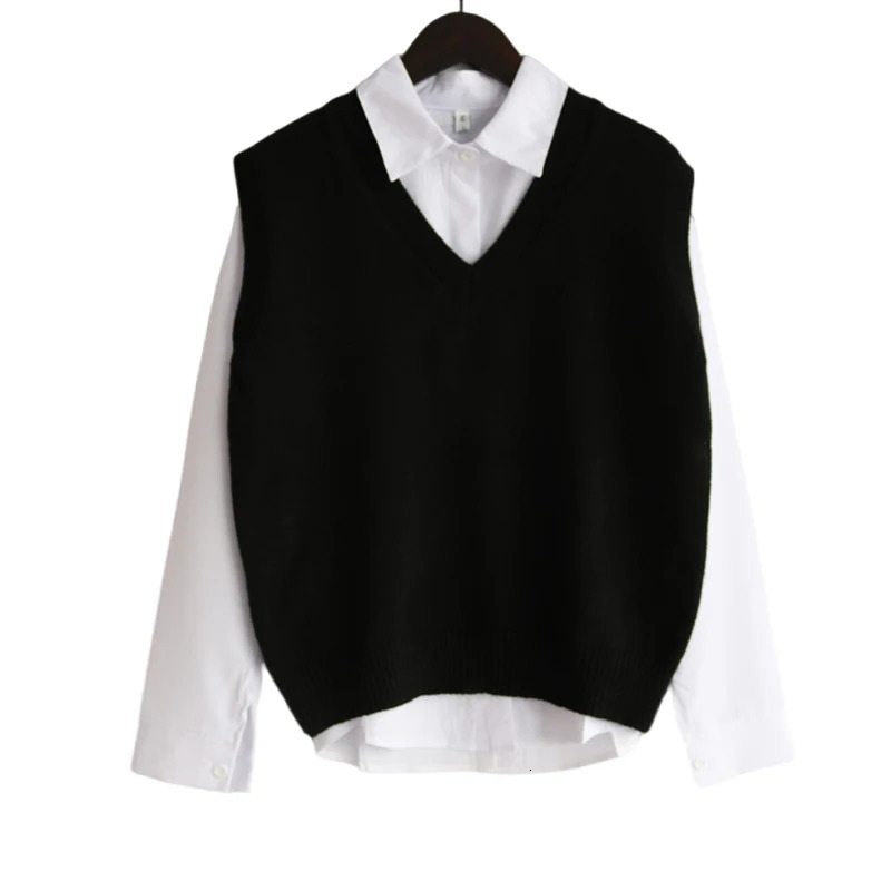 Fall Winter Sweater Vest Women 2025 Korean Fashion V Neck Sleeveless Knitted Pullover Waistcoat Female Loose Spring Jumper 251029