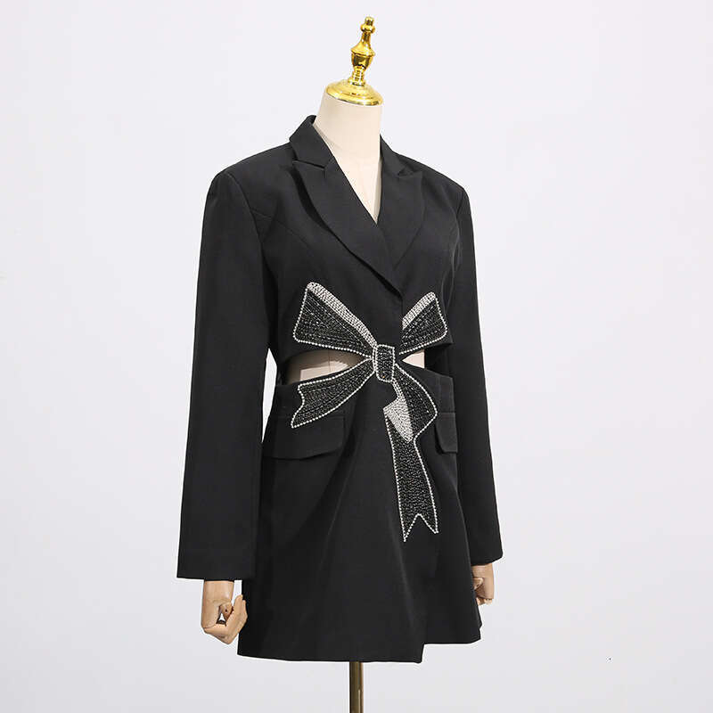 SuperAen Fashion Blazer Women's 2025 Summer New Elegant Diamond Bow Waist Design Blazer Women