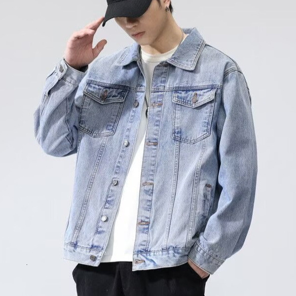 Autumn New Men's Denim Designer Jacket Jacket Trendy Loose American Style Washed High Street Casual Jacket Plus Size Men