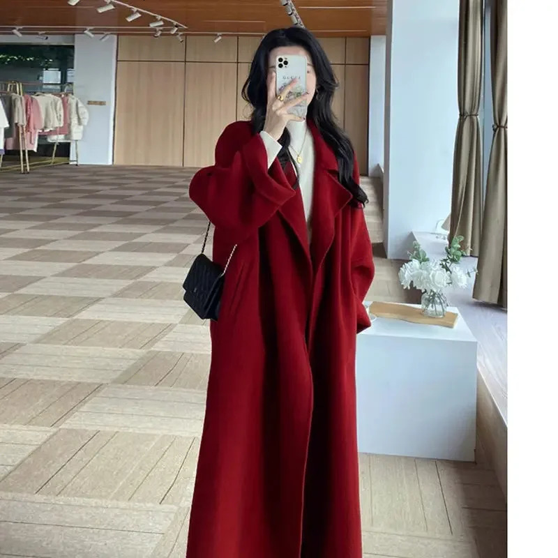 Plus Size Of The Season Womens Woolen Coat Medium Length Versatile Small Size Tweed Outerwear Autumn Winter Fas 251029