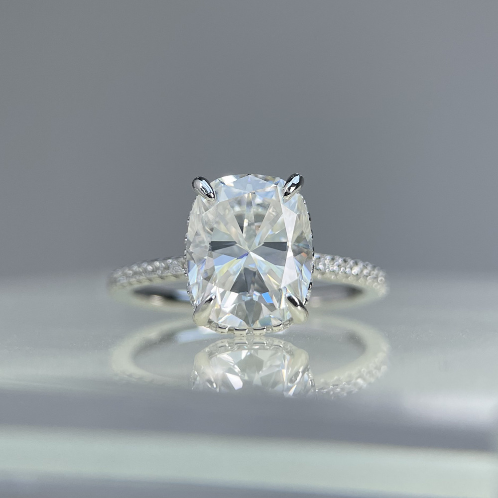 TaiYang GRA 4CT 8x10 Marquise Cut Moissanite Ring for Women, Luxurious 925 Sterling Silver Wedding Engagement Diamond Ring with Moissanite Certificate