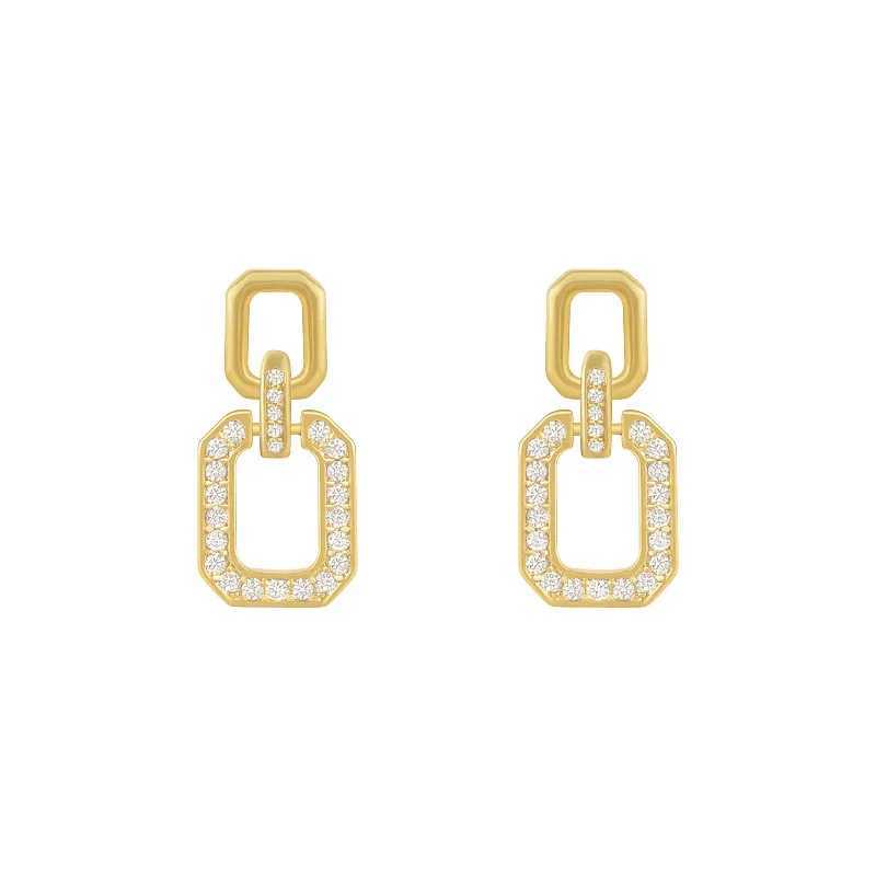 Exquisite Luxury Micro Inlaid Zircon Geometric Square Earrings for Woman 2024 Korean Fashion Jewelry Party Girls Unusual EarringW251029