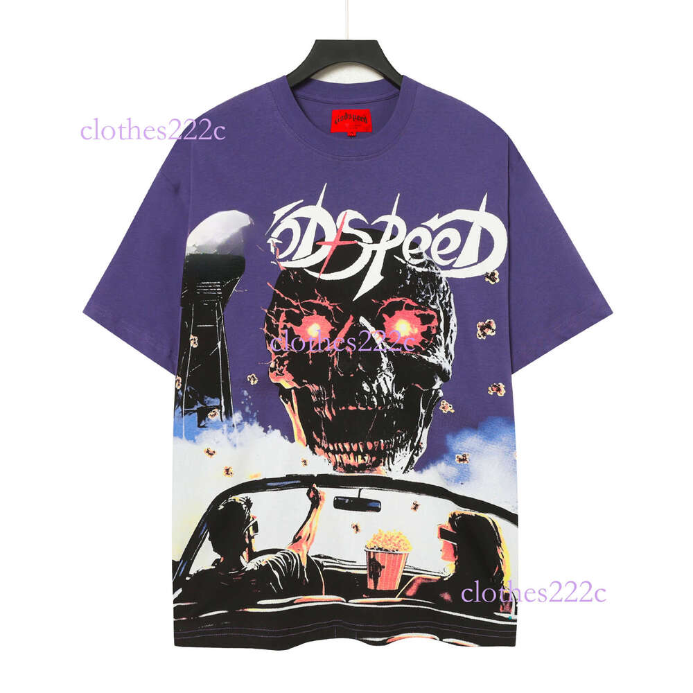 New High-End Printed Cotton Men's T-Shirt American Style Trendy Brand Short Sleeve Summer