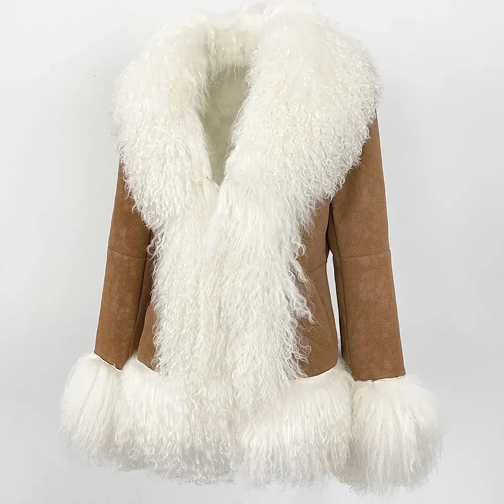 Autumn Winter Women Coat Real Natural Mongolia Sheep Fur Turndown Collar Fashion Jacket Thick Warm Casual Overwear 251029