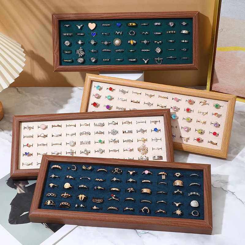 Fashion Jewelry Trays Velvet 50 Slot Rings Display Tray Large Capacity Finger Ring Stud Earrings Cufflink Storage Rack Organizer 251013