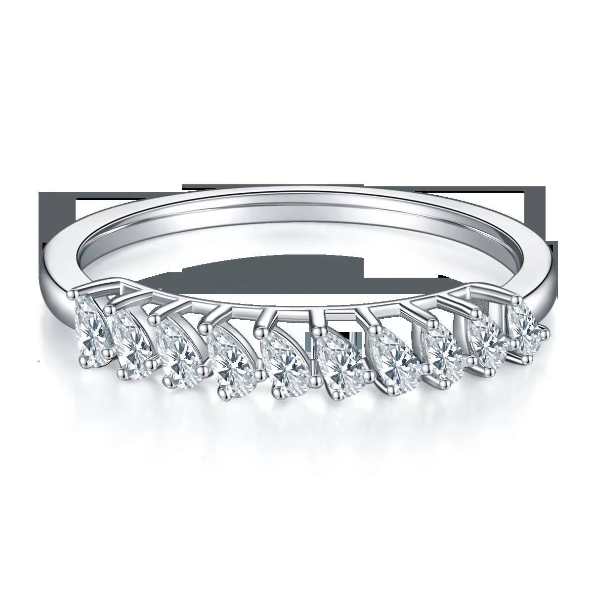New Design 925 Sterling Silver Moissanite Diamond Wedding Ring D Color VVS Pear Cut Moissanite Ring for Women Gift