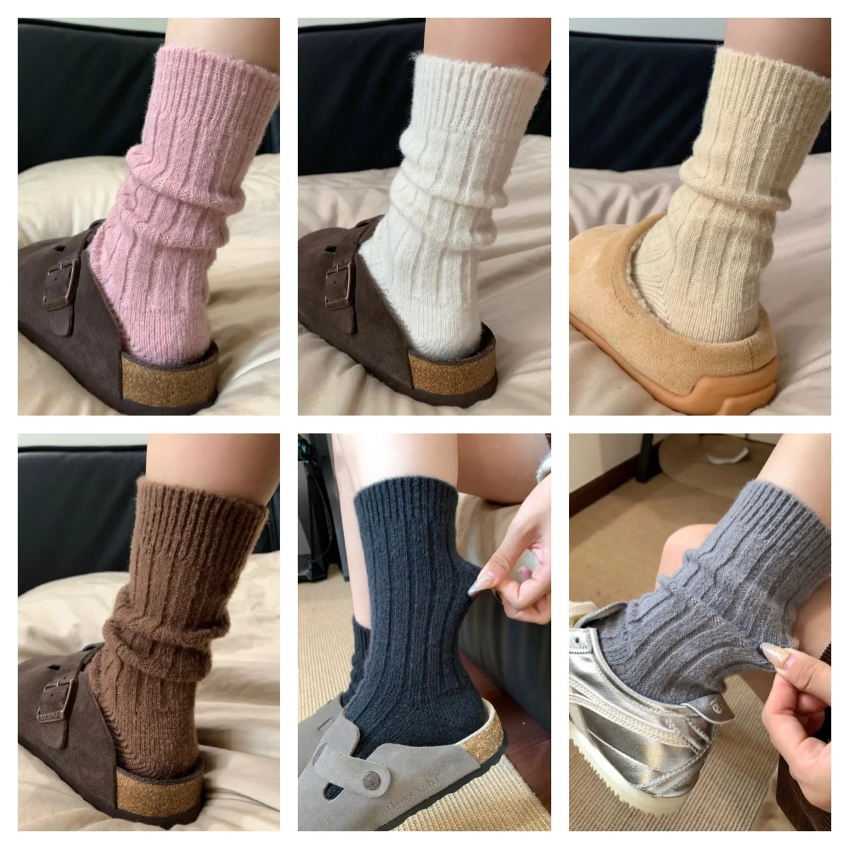 Winter Cashmere Wool Women Socks Casual Japanese Fashion Solid Color Thicker Long Sock Girls Thermal Warm Crew Sock 251029