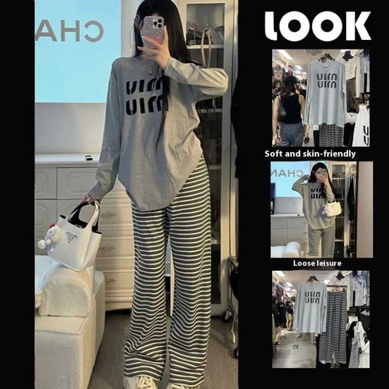 Spring and Autumn New Ladies Ins Style Pajamas Homewear Set Cartoon Girl LongSleeved Long Pants Korean Pajamas Homewear SetT251029
