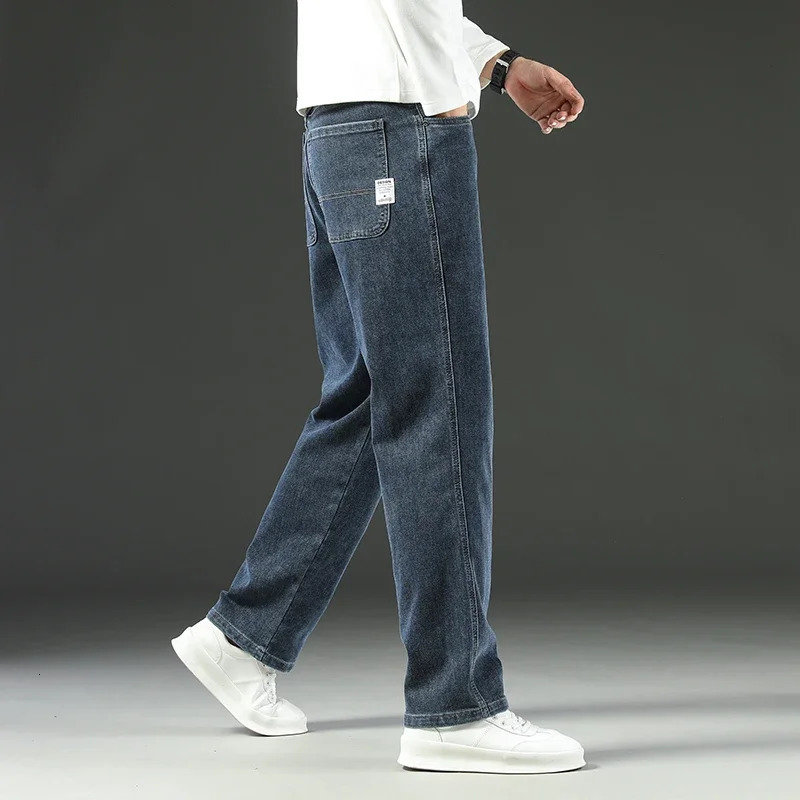 2025 Spring and Autumn Mens Jeans Loose Comfortable Straight Business Casual Versatile Wideleg Business Trousers 251029