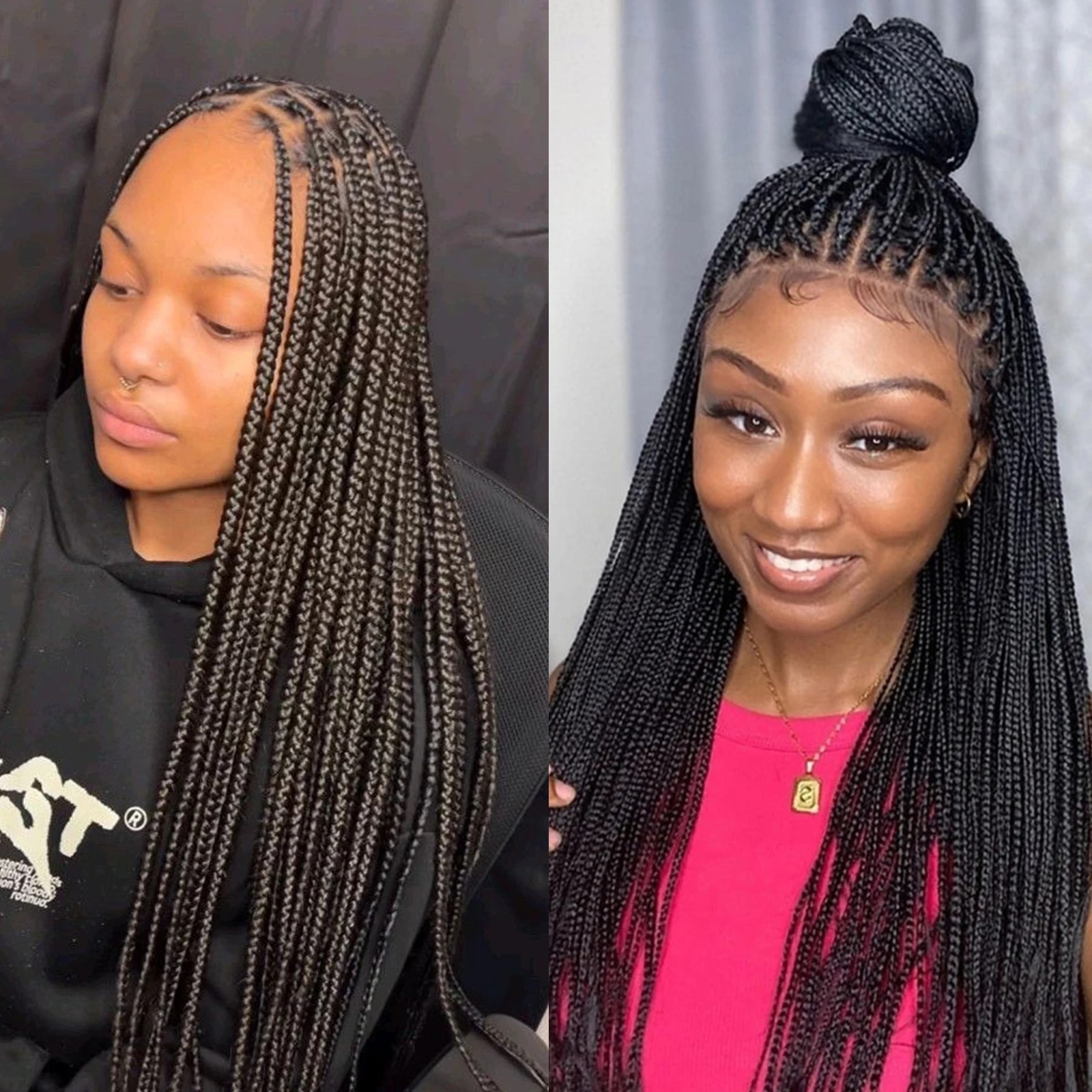 26 Full Lace Wig Black Box Braided Human Hair Wig Glueless Synthetic Lace Front Wig Knotless Cornrow Braid Wig With Baby Hair