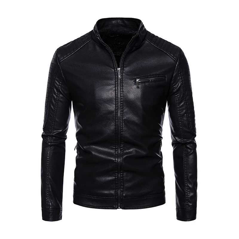 Mens Premium PU Leather Jacket Black Business Casual Slim Fit Biker Style Lightweight WaterproofT251029