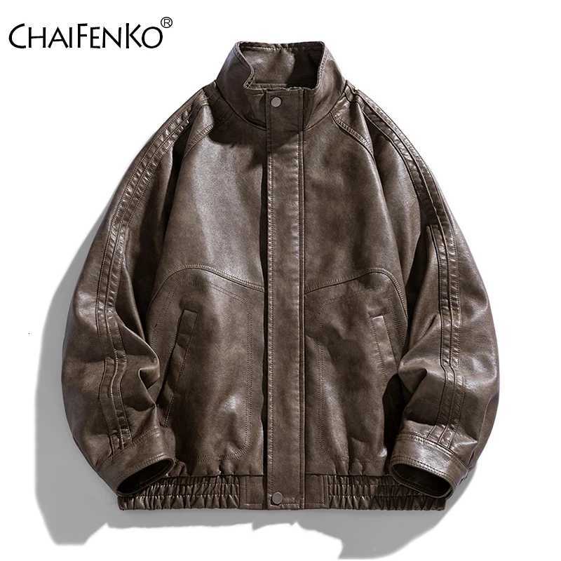 Men Fashion Retro Lapel Windproof Coat New Simplicity Loose Solid Leather Jacket Autumn Winter Casual Comfort Versatile Tops MenT251029