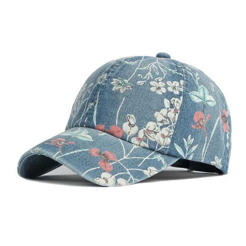 Boho Tropical Print Baseball Cap Women Outdoor Washed Denim Cap Female Fashion Visor Bohemian Jeans Men Sport Street Sun HatsW251029
