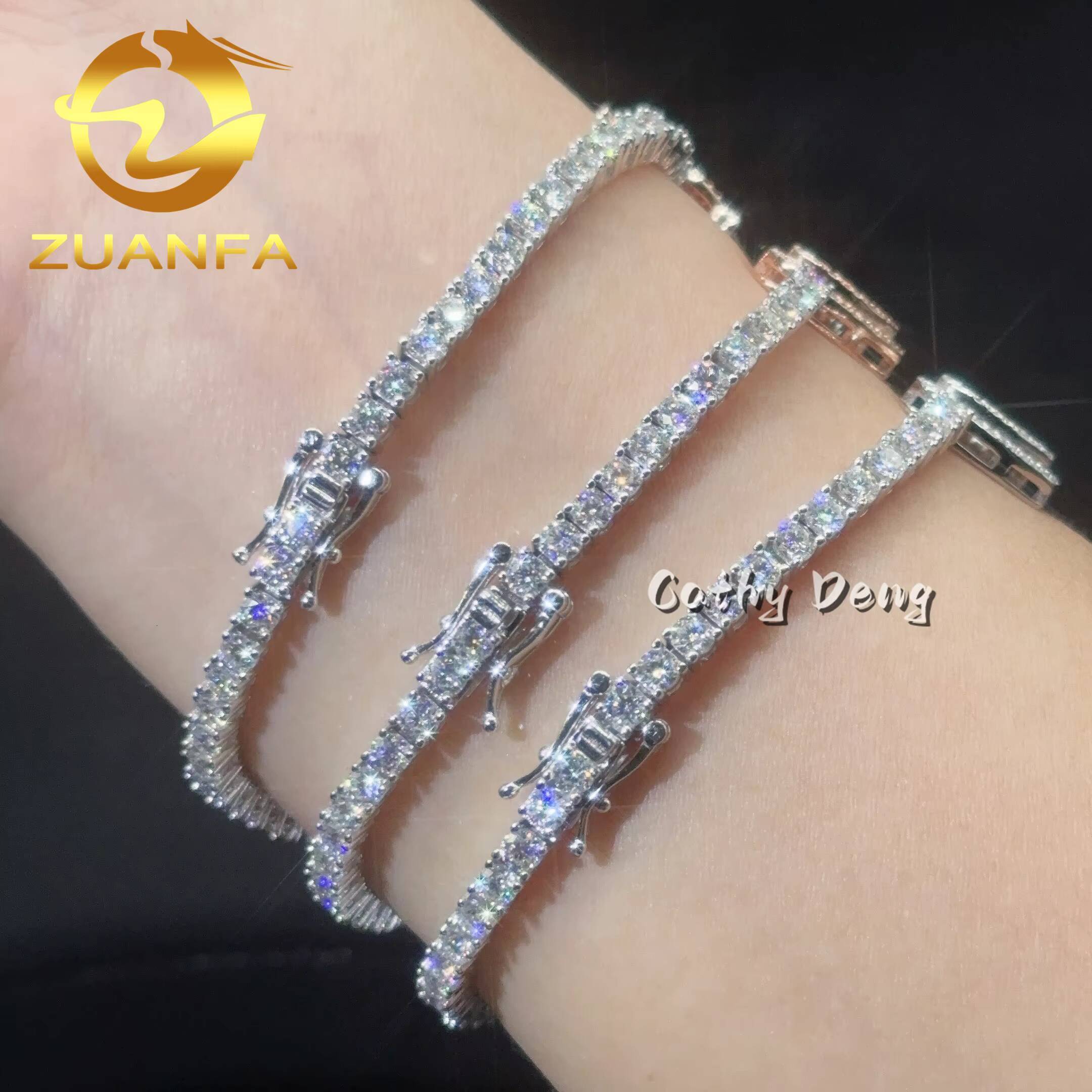 Iced Out Jewelry 3mm Moissanite Tennis Bracelet Heart Butterfly 925 Hip Hop Silver Bracelet VVS Moissanite Tennis Chain