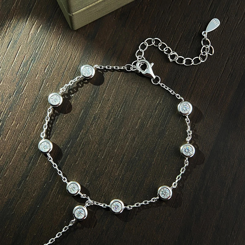 KNOBSPIN m D Color Bracelets for Women 1421cm Adjustable Chain GRA Certified s925 Sterling Silver Bubble Bracelet 251028
