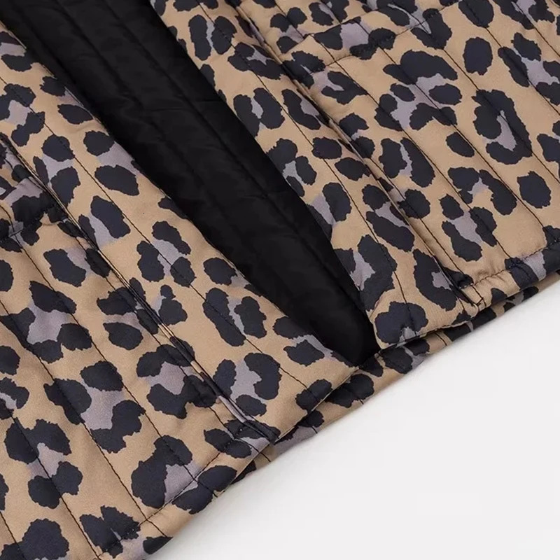 Leopard Print Winter Women Thick Waistcoat Street Style Fashion Elegant Lady Sleeveless Tops Casual Warm Clothing Streetwear 251029