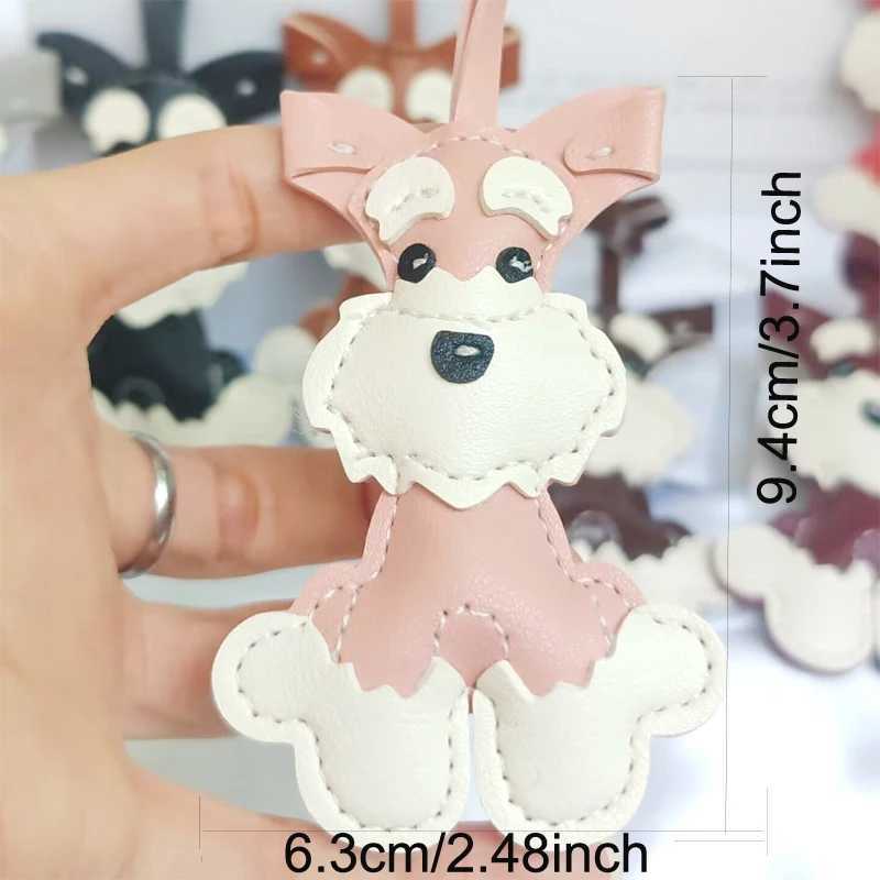 cute kawaii Schnauzer Dog Keychain PU Leather Animals trendy Keyring Hanging Ornament Backpack Handbag Charm pendant for WomenW251029