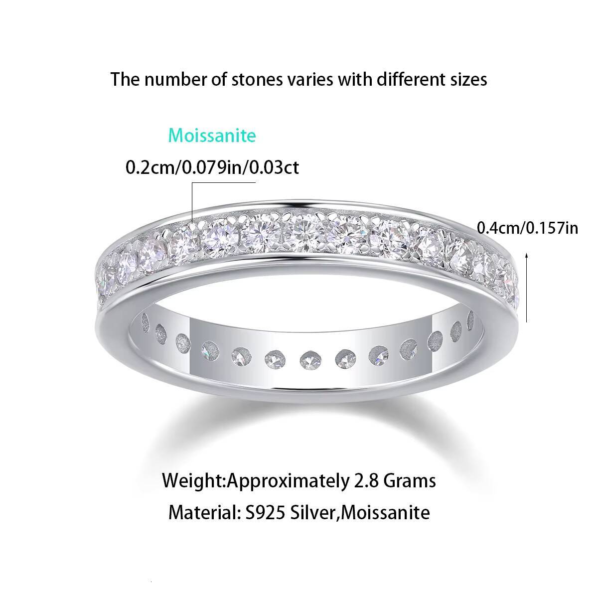 Best Selling Unisex Silver Jewelry Moissanite Baguette Shape Ring with Classics Design Party Wedding Gift for Women Children