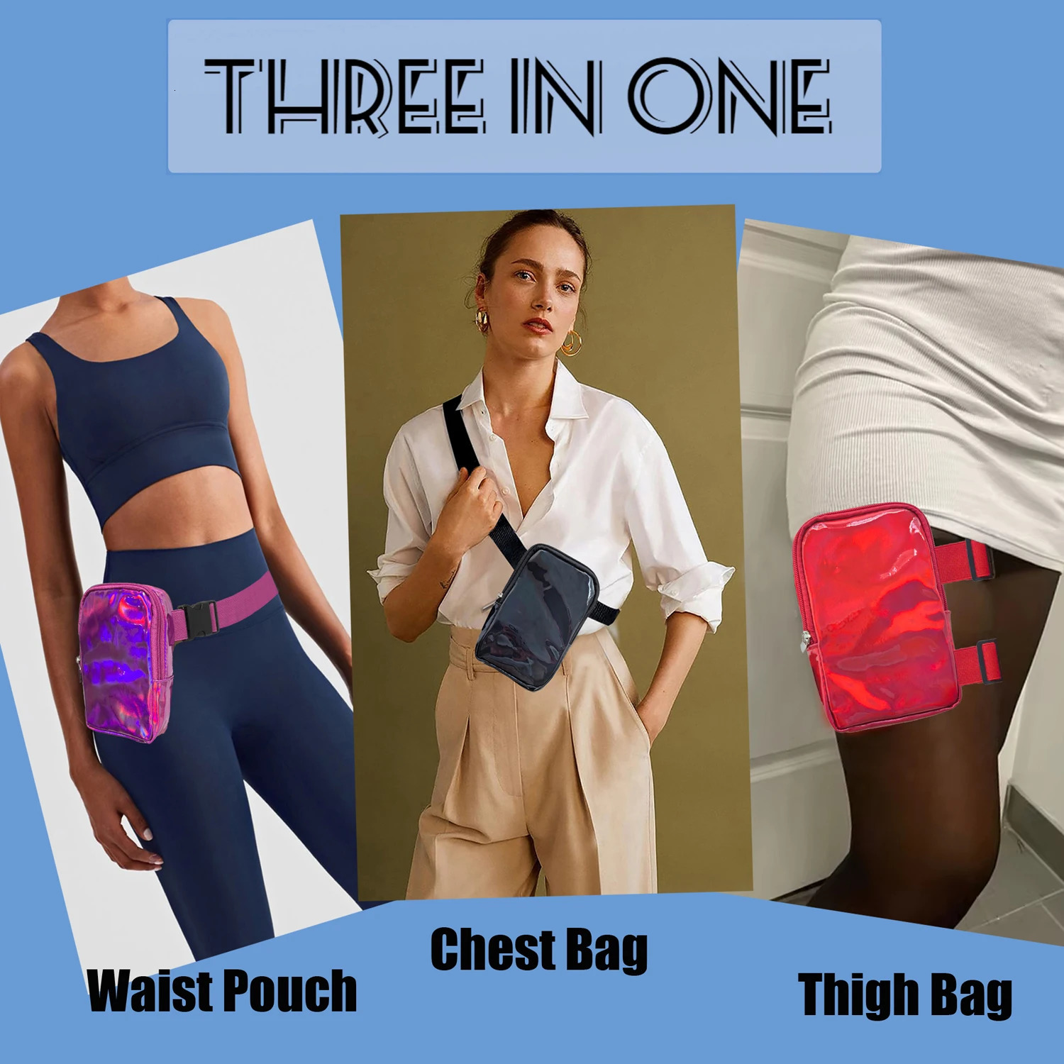 2025 Fashion Holographic Thigh Bag for Women Adjustables Straps High Quality PU Waist Pouch Leg Bag for Outdoor Cave Bag 251021
