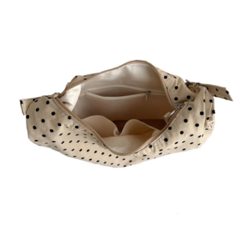Fashion Polka Dot Tote Bag Casual Commuting Cotton Fabric Women Shoulder Bag Versatile Large Capacity Dot Bucket Bag 251029
