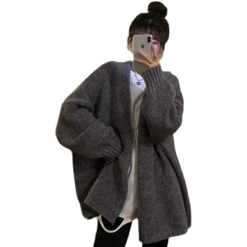 Womens Clothing Fashion Allmatch Solid Knit Cardigan Autumn Winter New Elegant Loose Long Sleeve Coat Lady Casual SweatersT251028